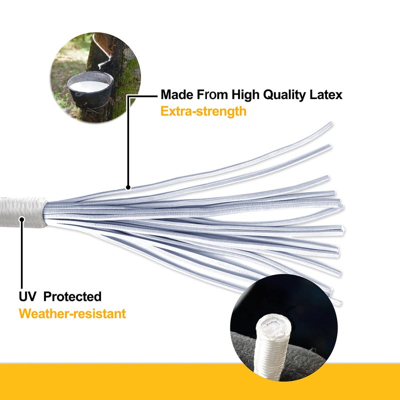 Wellmax 9 inch 50 Piece Heavy Duty 5mm Ball Bungee Canopy Cord by Wellmax, White Color - Image 4